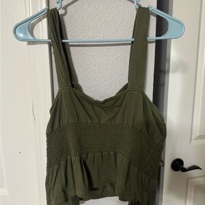 Express Olive Green Smocked Camisole Tank